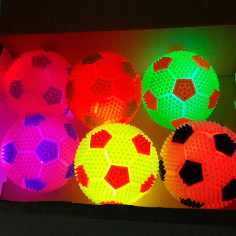 LED Light Squeaky Pet Dog Ball Toy for Small Dogs Rubber Chew and Tooth Cleaning Puppy Toy