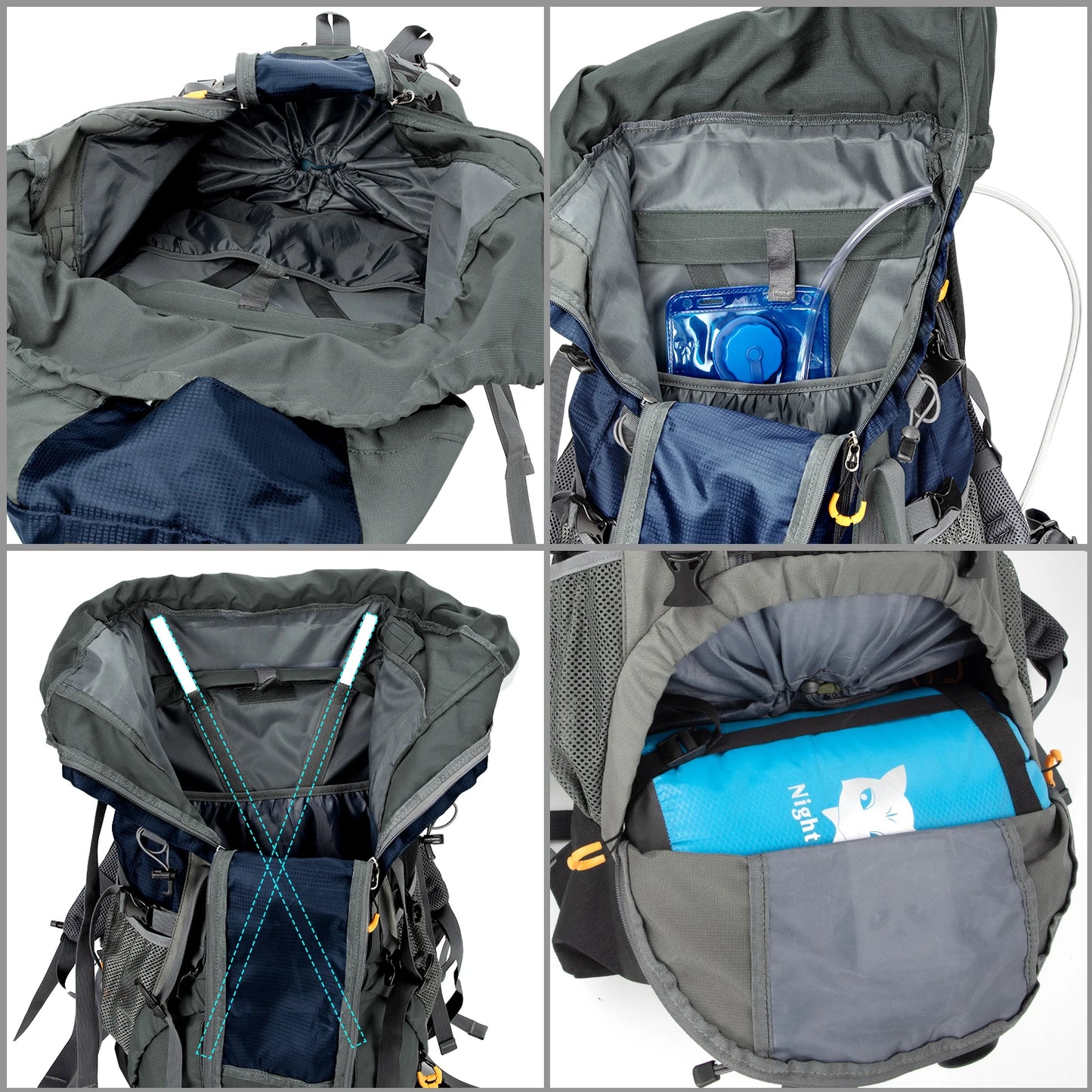 Night Cat 90L Camping Backpack with Internal Frame Waterproof Lightweight Hiking Backpack for Men and Women
