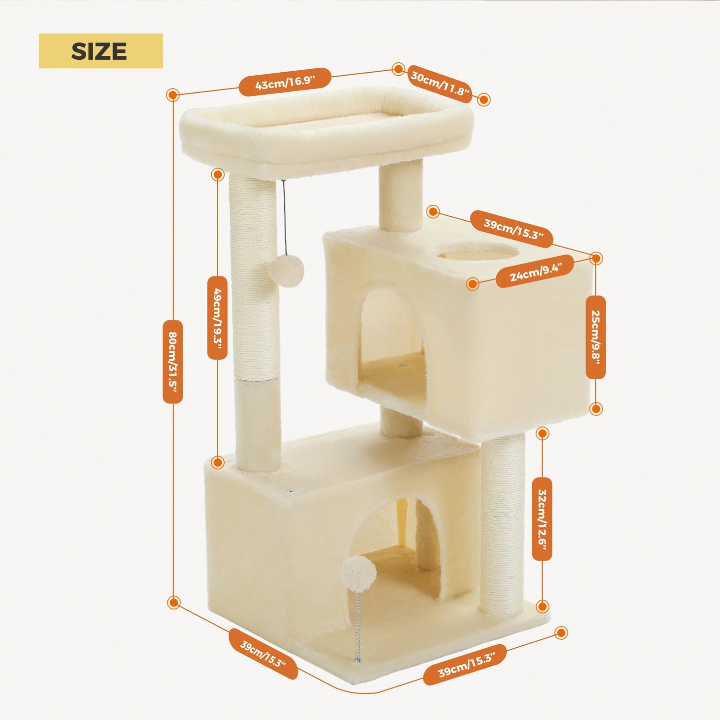 Large Cat Tree for Indoor Cats Multi-Level Cat Tower with Spacious Condos Sisal Scratching Pad Kitten House Accessories Cat Toys