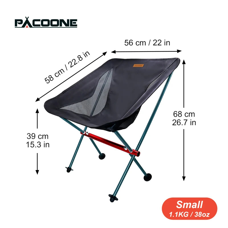 PACOONE Travel Ultralight Folding Chair Portable Moon Chair for Outdoor Camping Fishing Beach Hiking and Picnic
