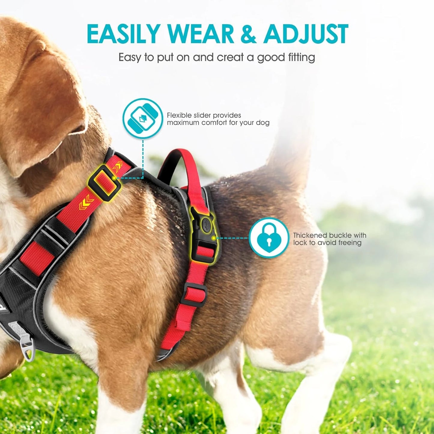 Reflective No Choke Pet Vest Set with Easy Control Handle for Medium Small Large Dogs Heavy Duty Harness and Free Leash