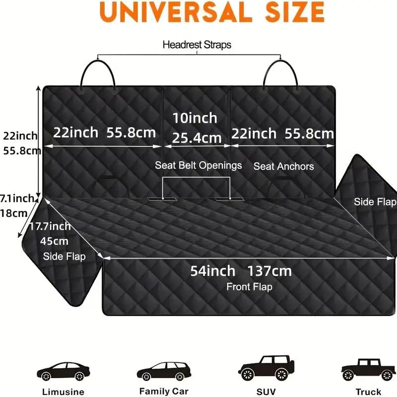 Dog Car Seat Cover Waterproof Back Seat Protector Non Slip Bench Cover for Dogs