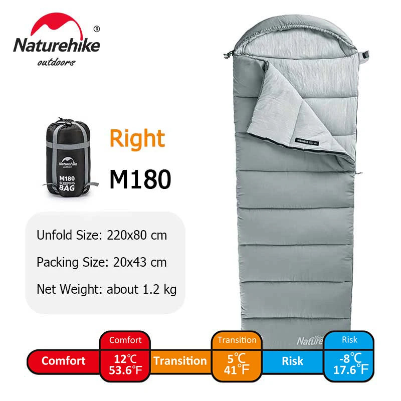 Naturehike Lightweight Sleeping Bag M180 Double Camping Sleeping Bag M300 Machine Washable Winter Sleeping Bag M400