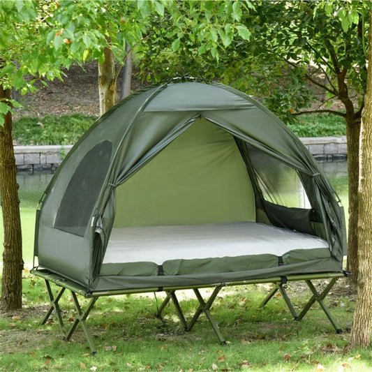 Compact 1 Person Folding Portable Pop-Up Off-Ground Bed Single Layer Polyester Rod Outdoor Camping Hiking