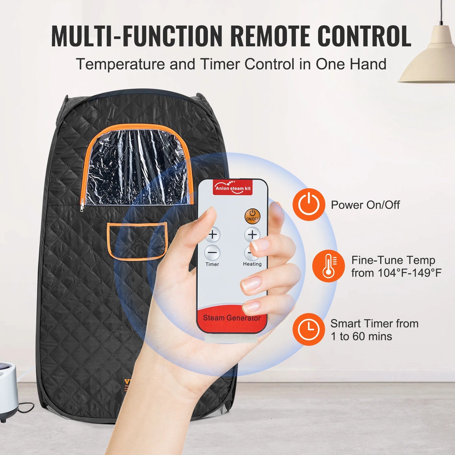 SucceBuy Compact Portable Steam Sauna Tent 1200 Watt Therapeutic  for Detox Relaxation Time Remote Control Personal  for Home
