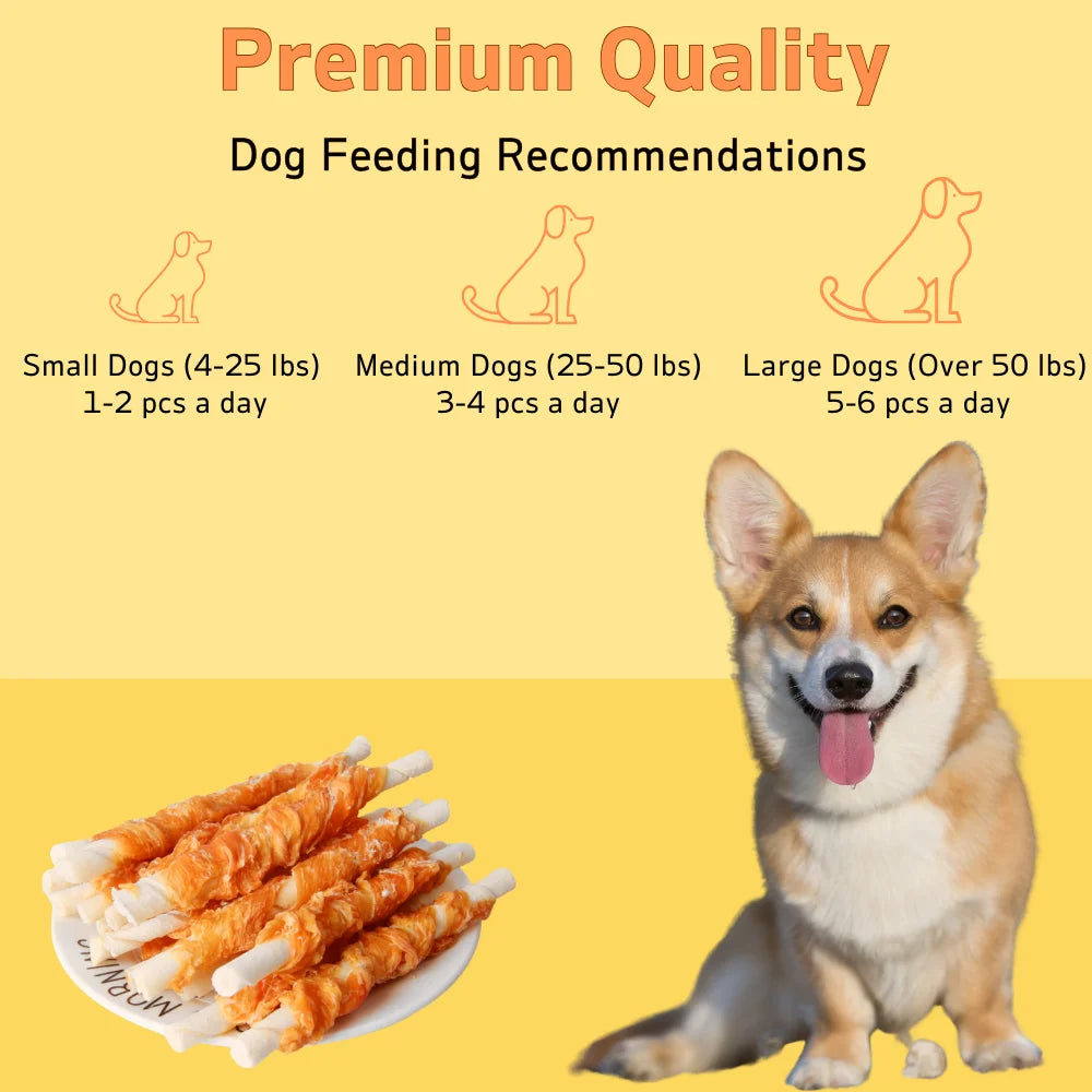 4 Pack Chicken Wrapped Rawhide Sticks 400g Dog Treats for Small Medium and Large Dogs