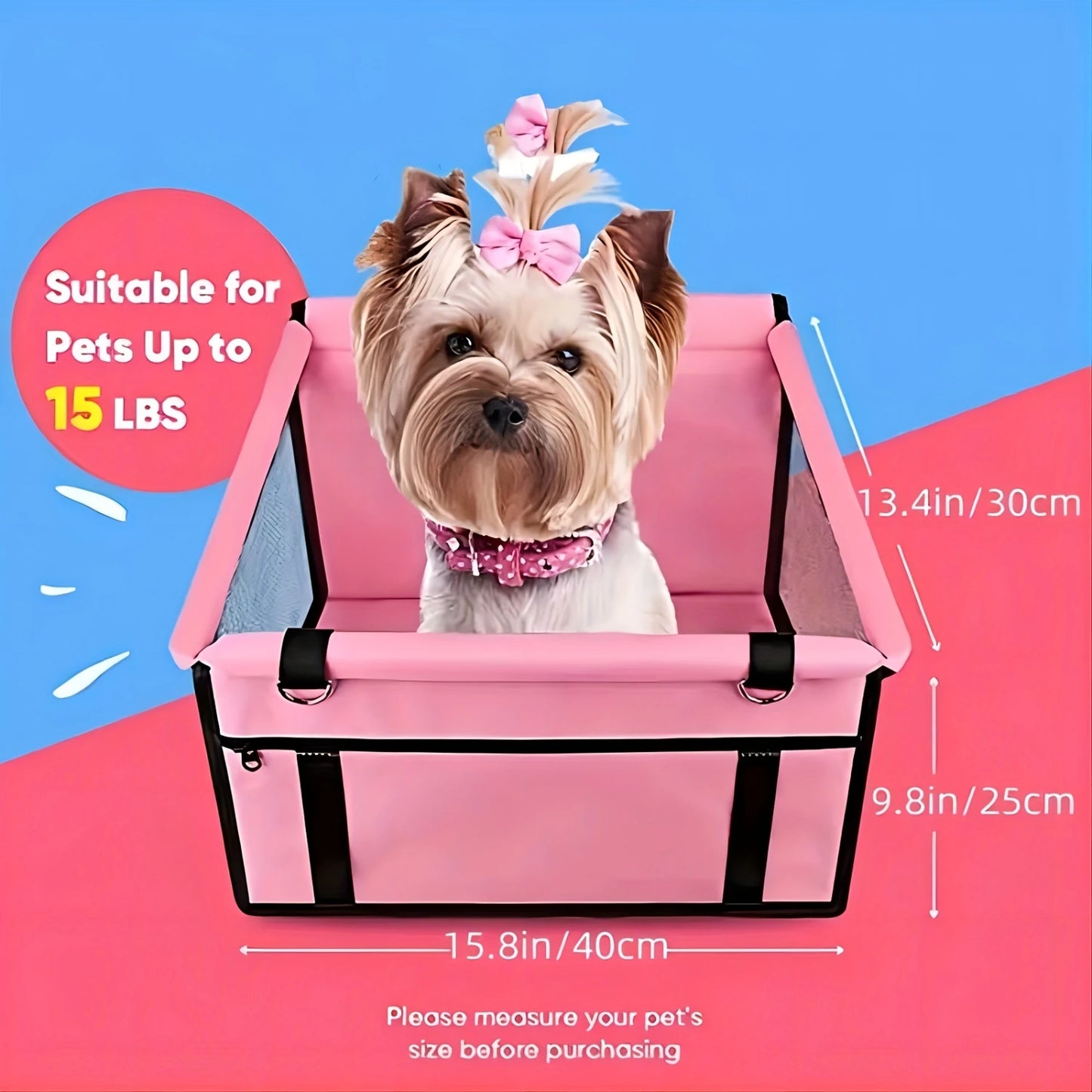 Pet Car Booster Seat For Dog And Cat Portable Breathable Bag With Seat Belt Safety Stable For Travel