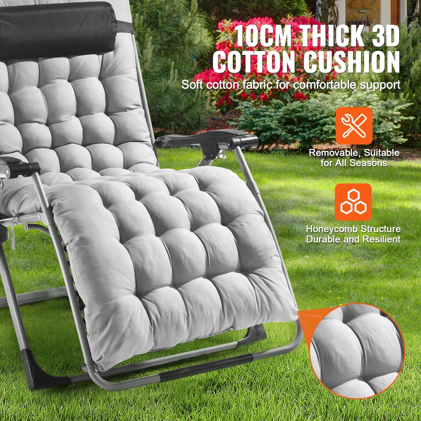 VEVOR Zero Gravity Recliner Lounge Chair Adjustable Anti Gravity Chair with Cushion Footrest and Cupholder